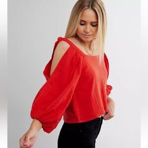 NWT Billabong High Demands Red Cold Shoulder Top | Size Medium